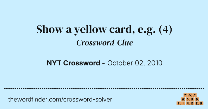 Show a yellow card, e.g. crossword clue image