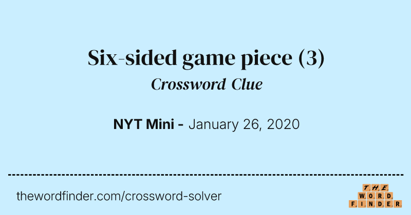 Six-sided game piece crossword clue image