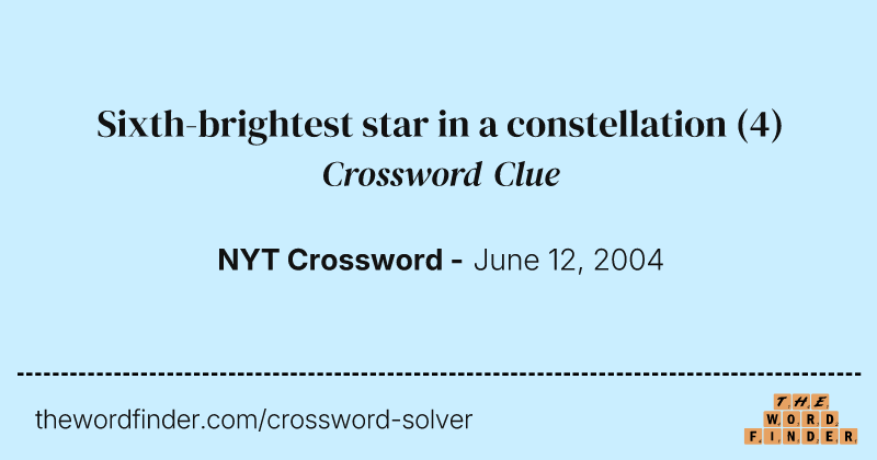 Sixth-brightest star in a constellation crossword clue image