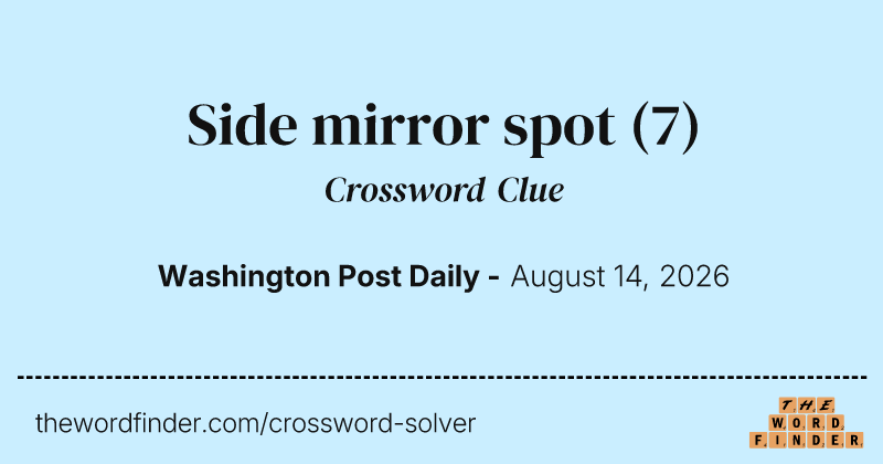 Side mirror spot crossword clue image