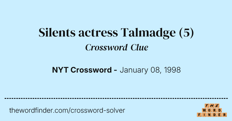 Silents actress Talmadge crossword clue image