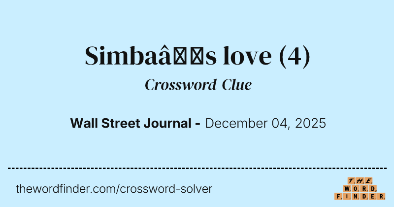 Simba’s love crossword clue image