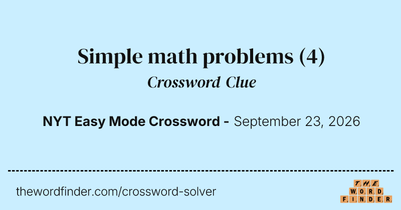 Simple math problems crossword clue image