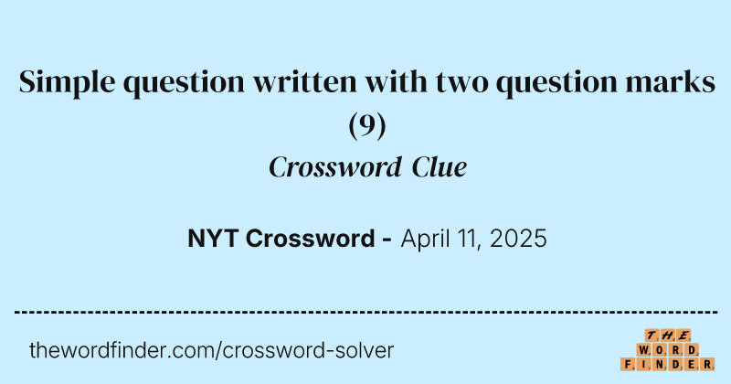 Simple question written with two question marks crossword clue image