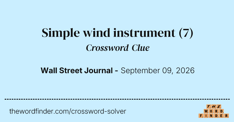 Simple wind instrument crossword clue image