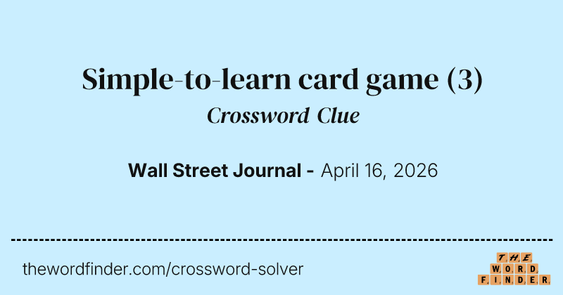 Simple-to-learn card game crossword clue image