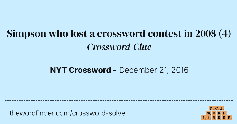 Simpson who lost a crossword contest in 2008 crossword clue image