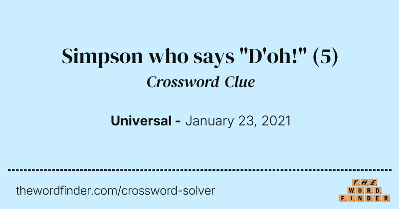 Simpson who says "D'oh!" crossword clue image