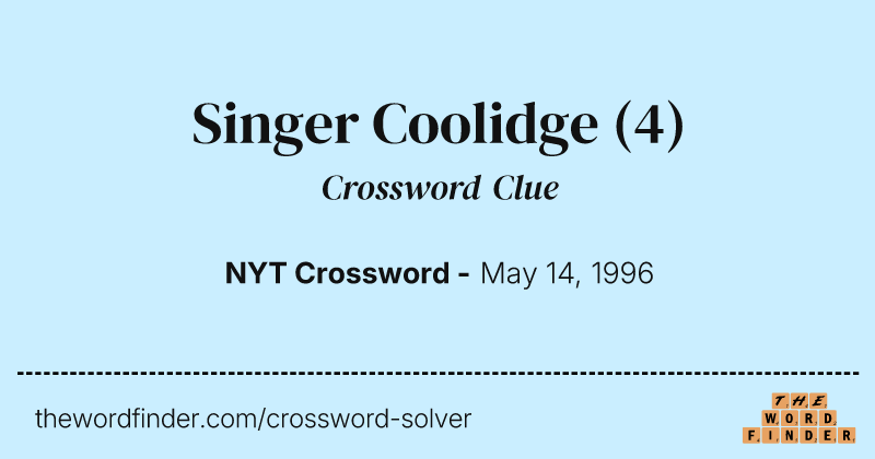 Singer Coolidge crossword clue image