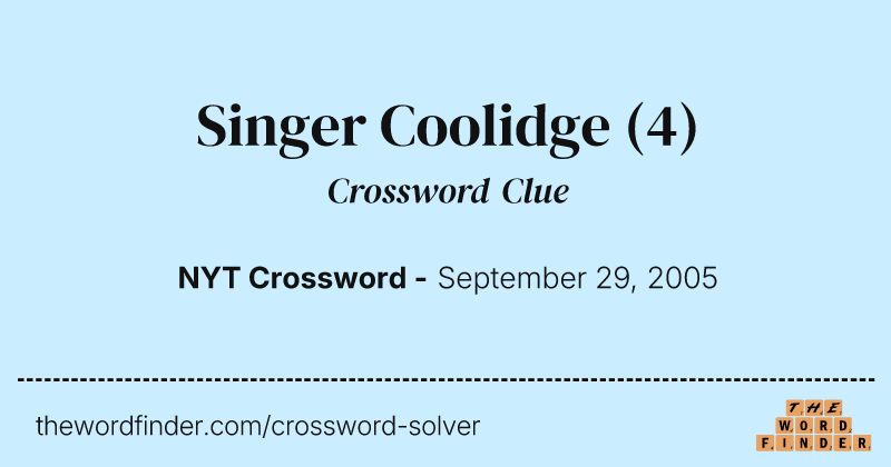 Singer Coolidge crossword clue image