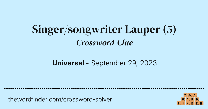 Singer/songwriter Lauper crossword clue image
