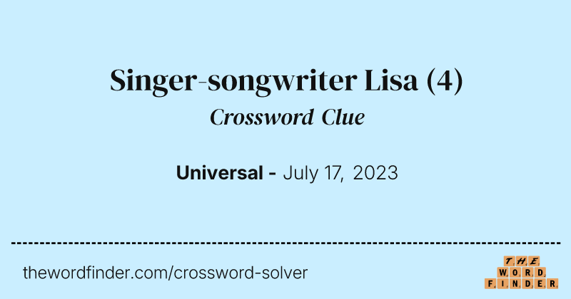Singer-songwriter Lisa crossword clue image