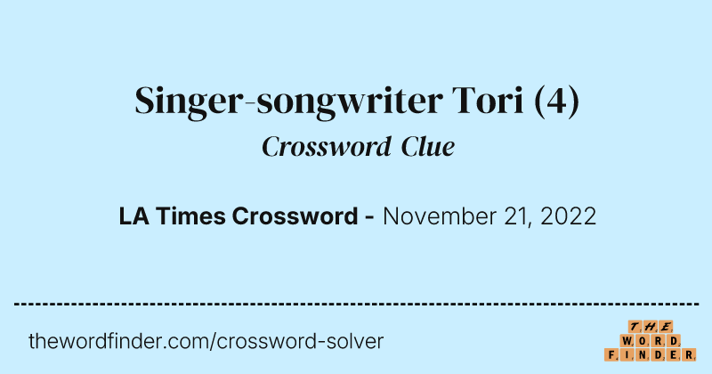 Singer-songwriter Tori crossword clue image