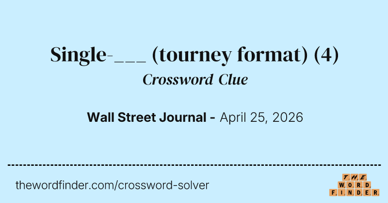 Single-___ (tourney format) crossword clue image