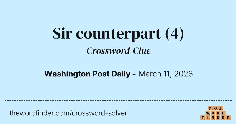 Sir counterpart crossword clue image