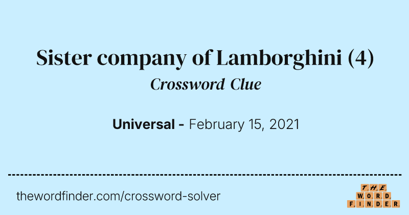 Sister company of Lamborghini crossword clue image