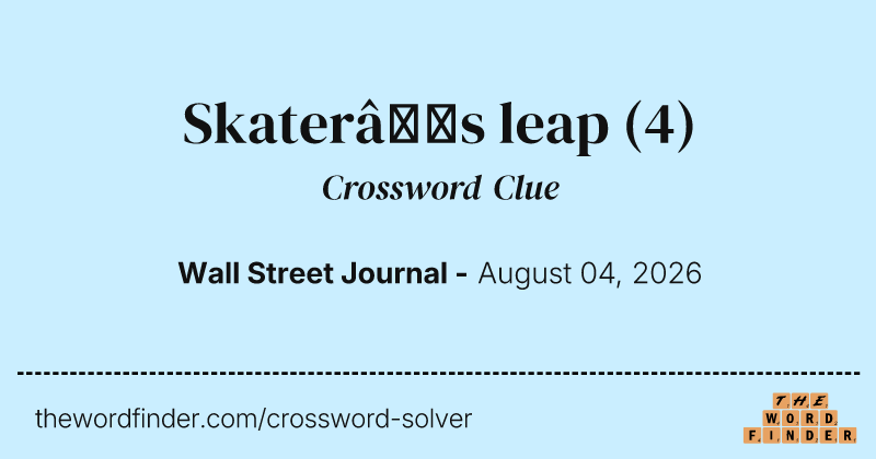 Skater’s leap crossword clue image