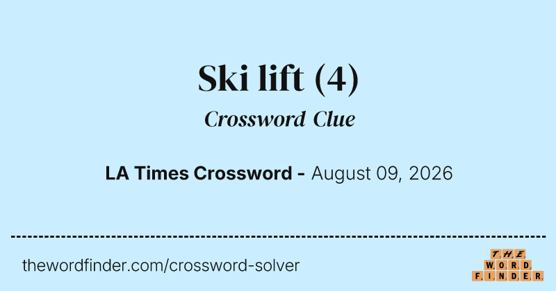 Ski lift crossword clue image