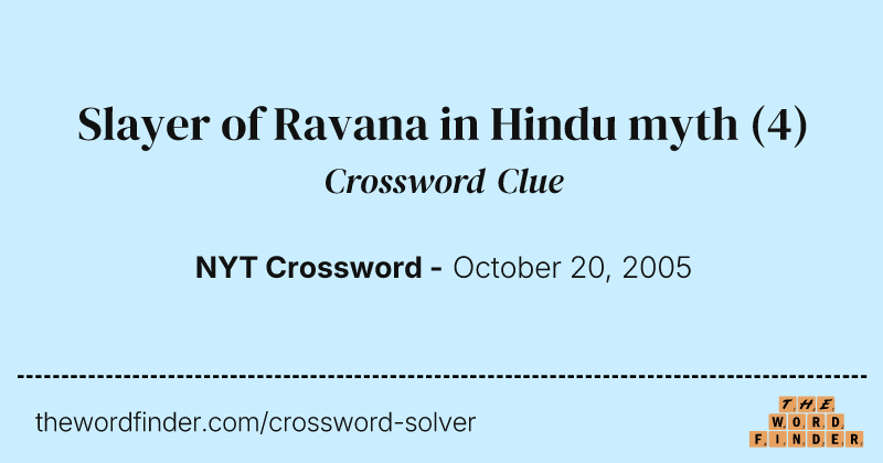 Slayer of Ravana in Hindu myth crossword clue image