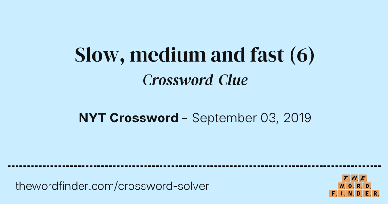 Slow, medium and fast crossword clue image