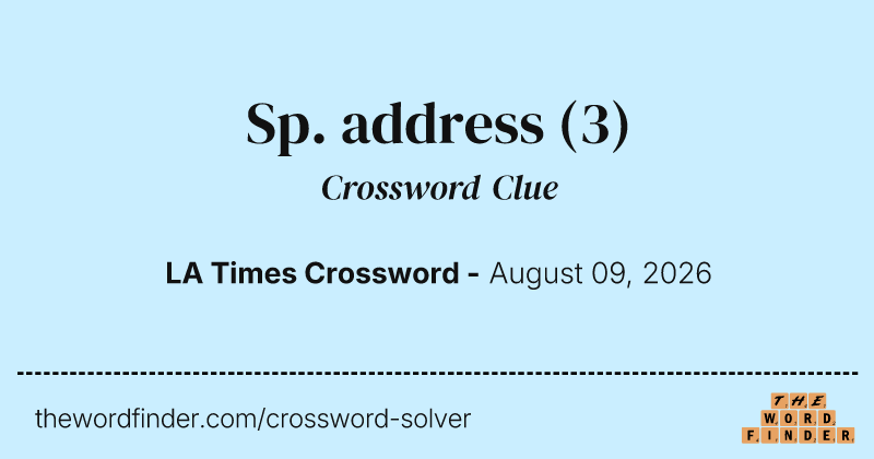 Sp. address crossword clue image