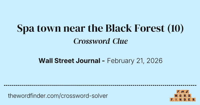 Spa town near the Black Forest crossword clue image