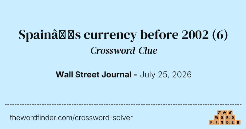 Spain’s currency before 2002 crossword clue image