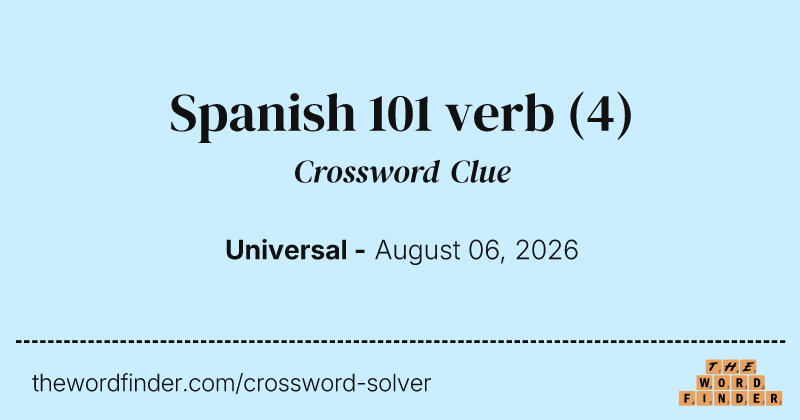 Spanish 101 verb crossword clue image