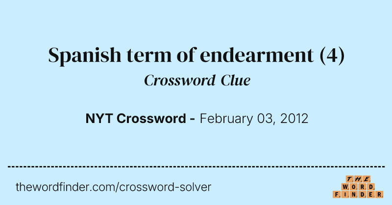 Spanish term of endearment crossword clue image