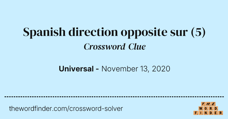 Spanish direction opposite sur crossword clue image