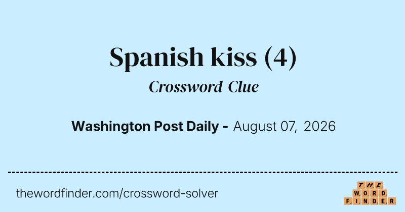 Spanish kiss crossword clue image