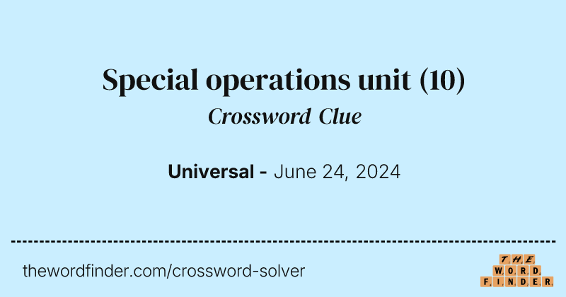 Special operations unit crossword clue image