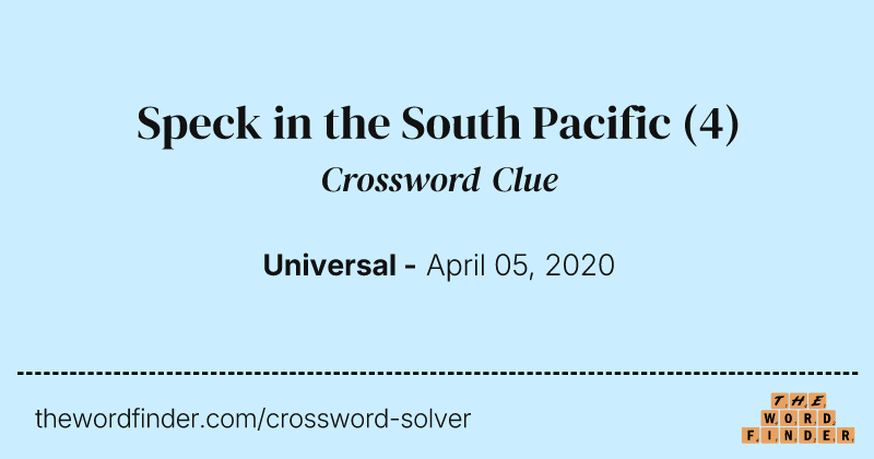 Speck in the South Pacific crossword clue image