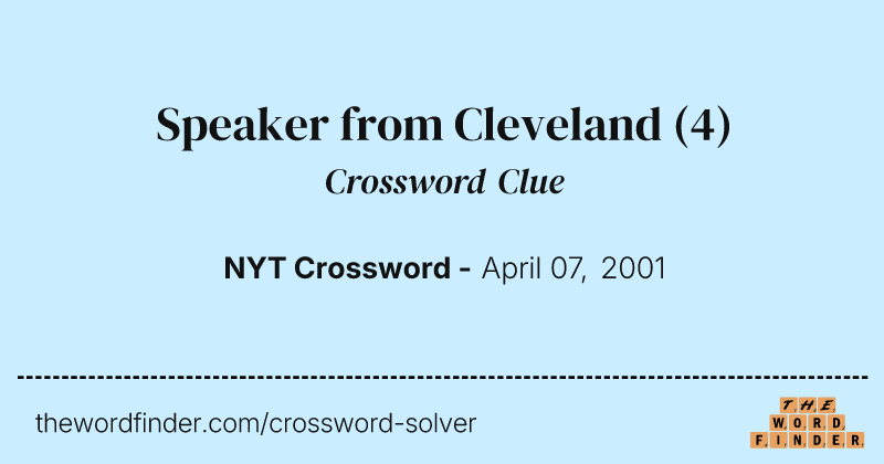 Speaker from Cleveland crossword clue image