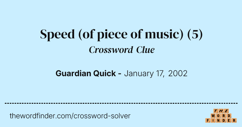 Speed (of piece of music) crossword clue image