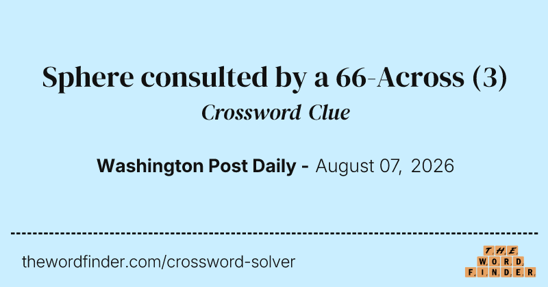 Sphere consulted by a 66-Across crossword clue image