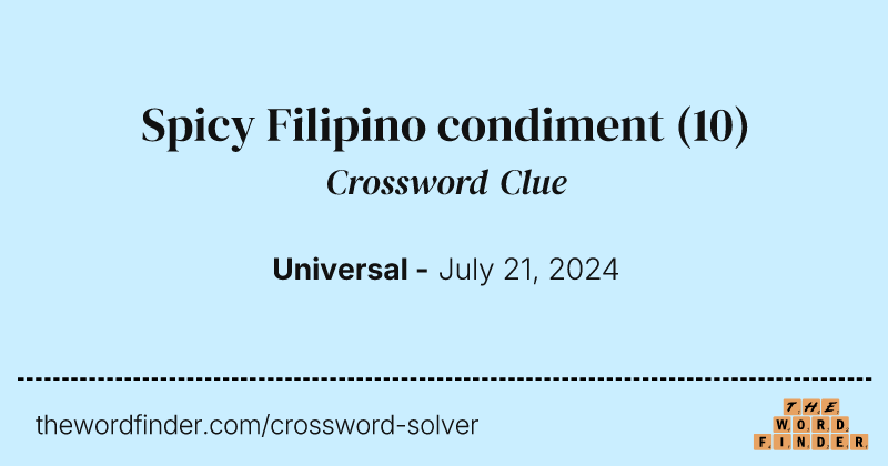 Spicy Filipino condiment crossword clue image