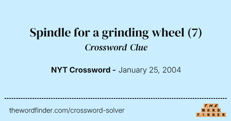 Spindle for a grinding wheel crossword clue image