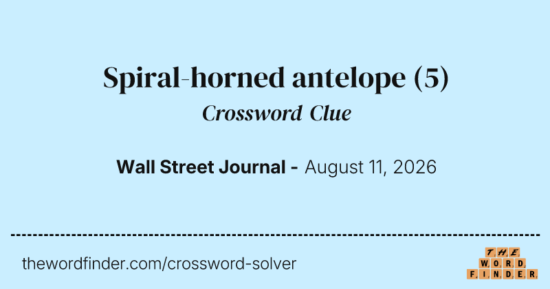 Spiral-horned antelope crossword clue image
