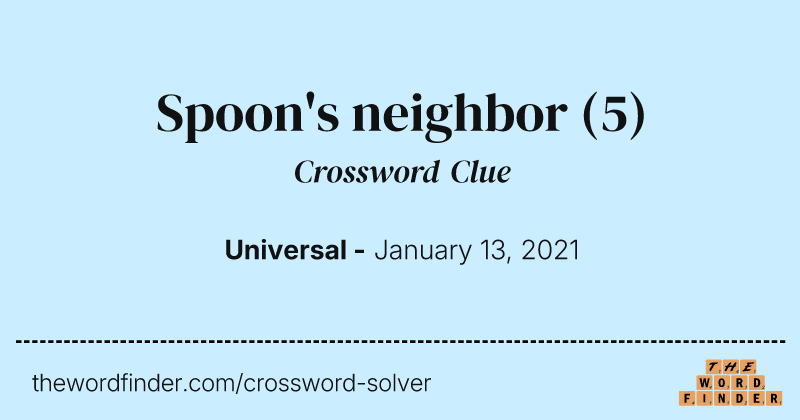 Spoon's neighbor crossword clue image