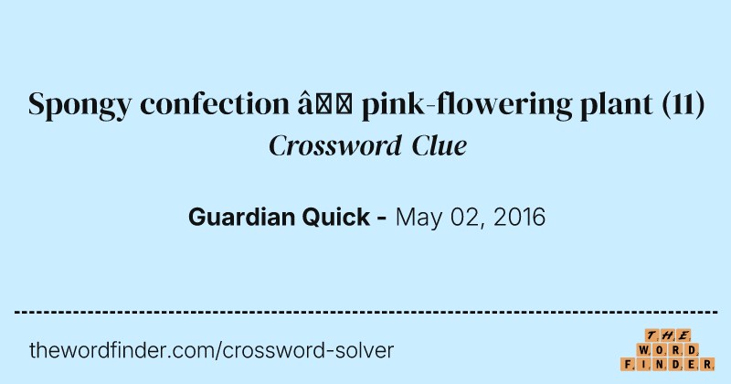 Spongy confection — pink-flowering plant crossword clue image