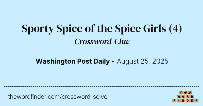 Sporty Spice of the Spice Girls crossword clue image