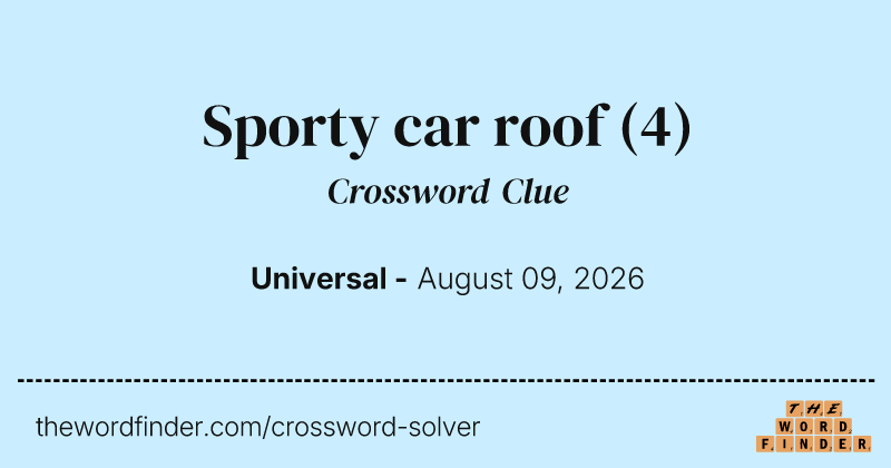 Sporty car roof crossword clue image