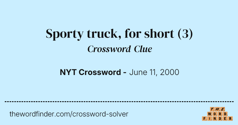Sporty truck, for short crossword clue image