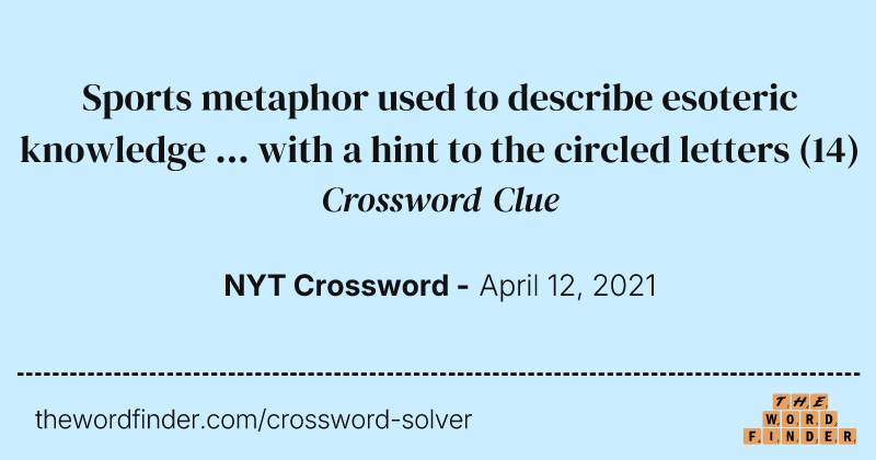 Sports metaphor used to describe esoteric knowledge ... with a hint to the circled letters crossword clue image