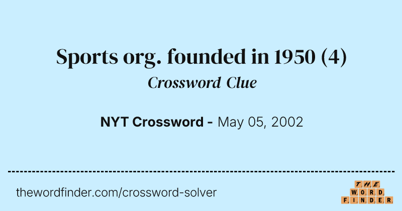 Sports org. founded in 1950 crossword clue image