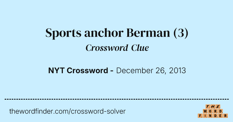 Sports anchor Berman crossword clue image