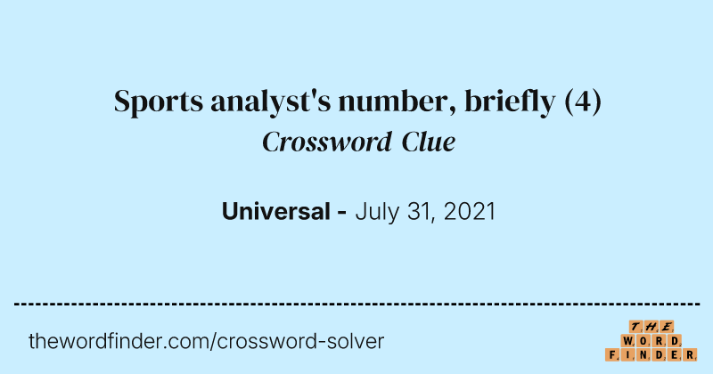Sports analyst's number, briefly crossword clue image