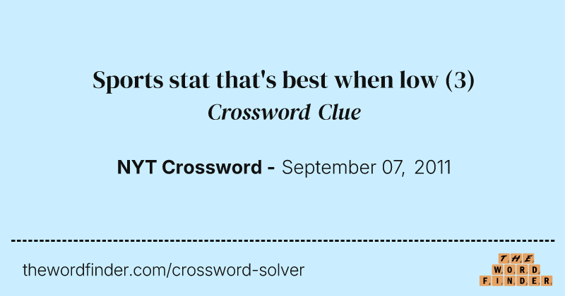 Sports stat that's best when low crossword clue image