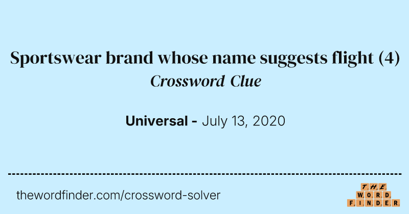 Sportswear brand whose name suggests flight crossword clue image